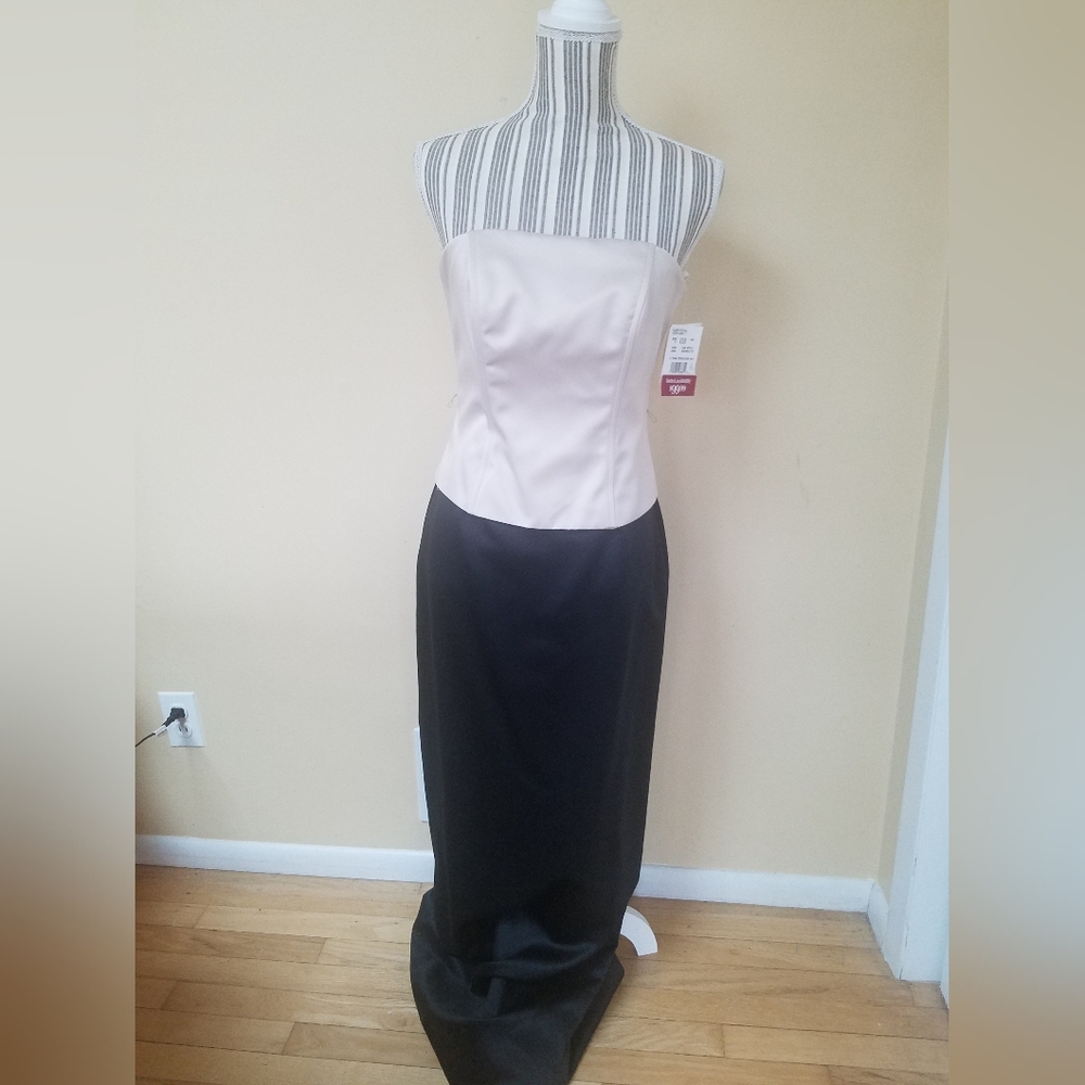 Michaelangelo Elegant Strapless Black and Cream Gown